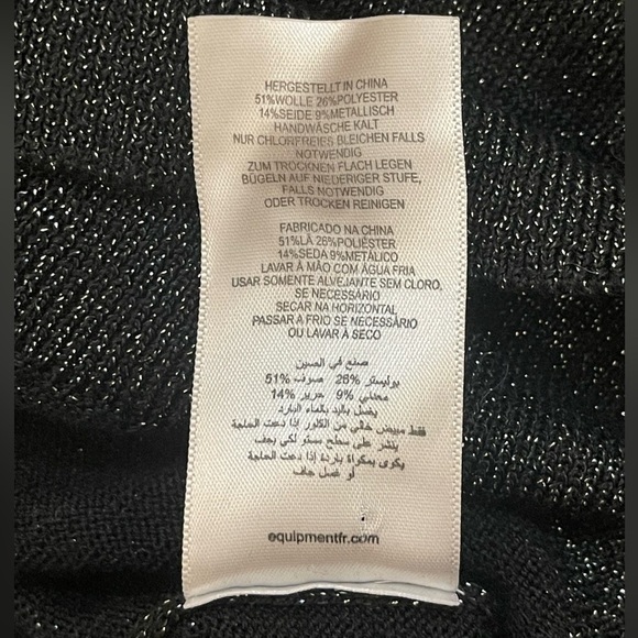 Equipment Femme grey sparkle long sleeve V-neck sweater women’s size small - Picture 7 of 7